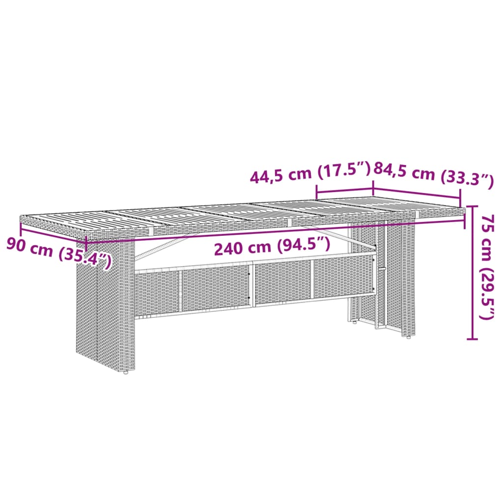 Set da Pranzo da Giardino 11 pz con Cuscini in Polyrattan Nero