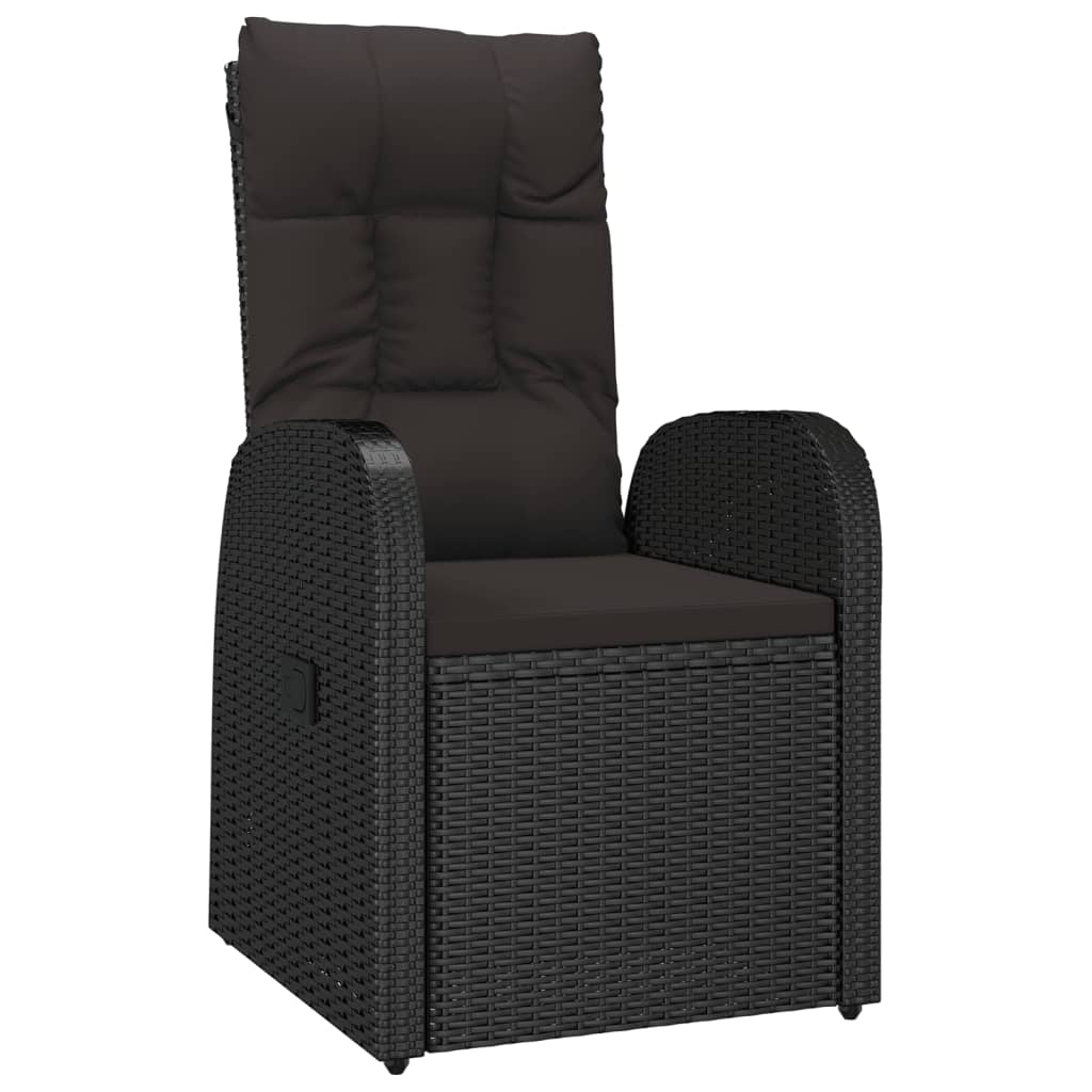 Set da Pranzo da Giardino 11 pz con Cuscini in Polyrattan Nero