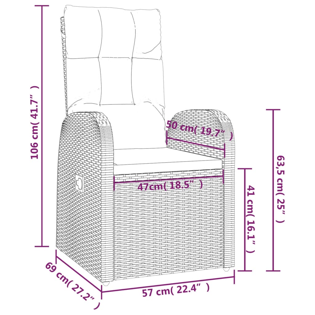 Set da Pranzo da Giardino 11 pz con Cuscini in Polyrattan Nero