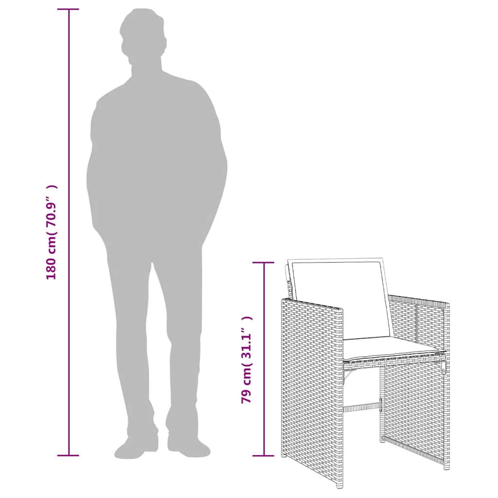 Set da pranzo da giardino da 11 pz con Cuscini in Polyrattan Grigio | homemem39