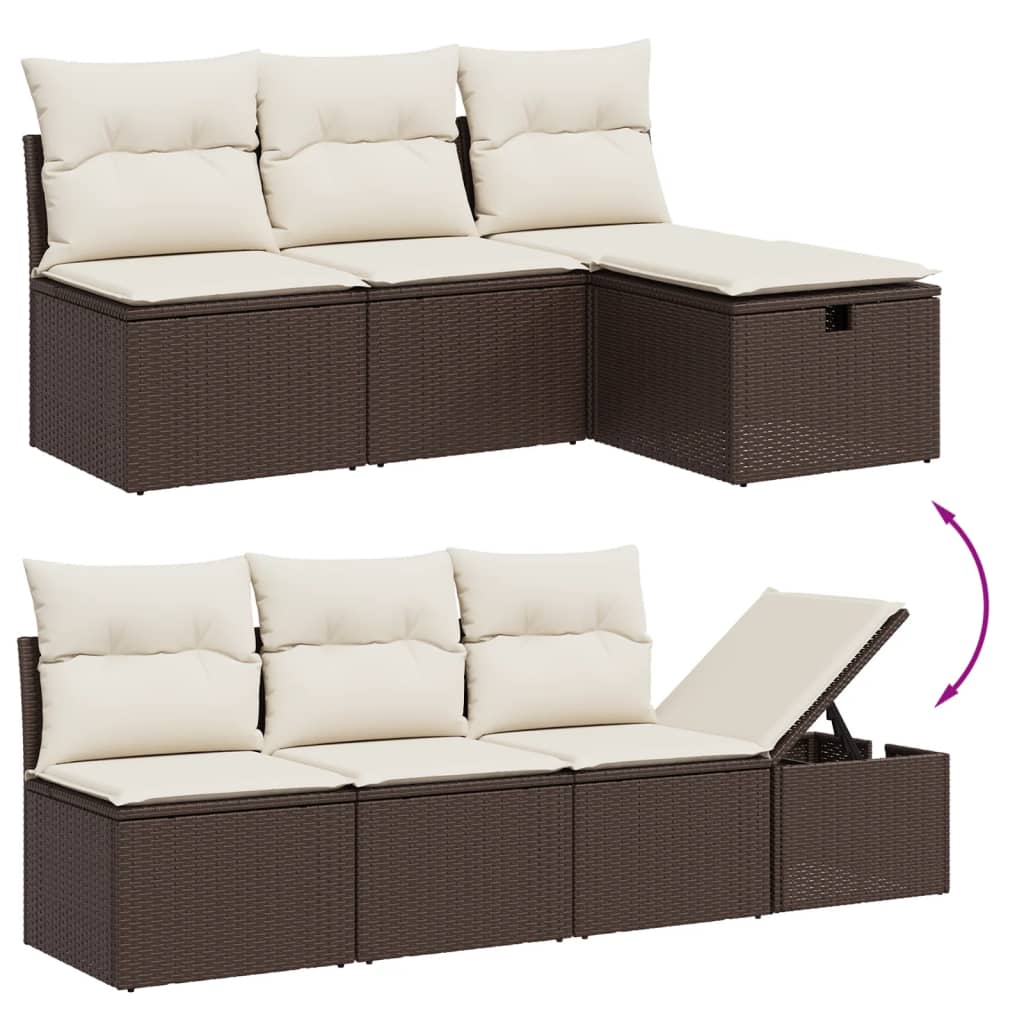 Set Divani da Giardino 7 pz con Cuscini Marrone in Polyrattan - homemem39
