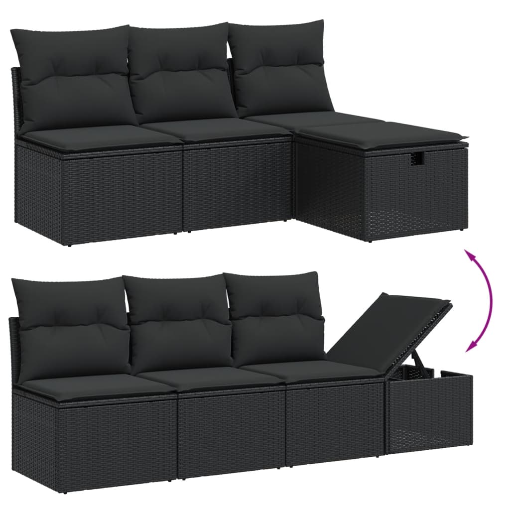 Set Divani da Giardino con Cuscini 7pz Nero Polyrattan | homemem39