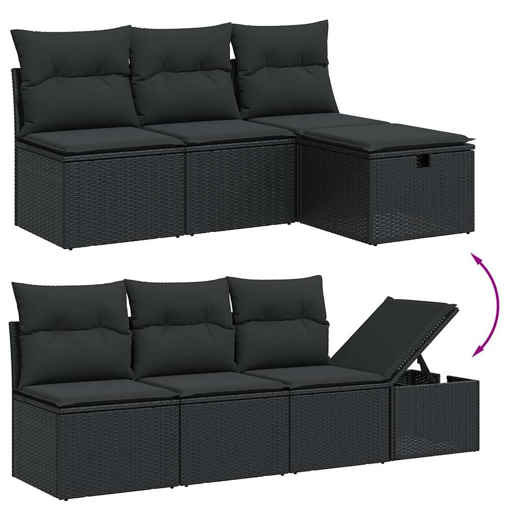 Set Divani da Giardino con Cuscini 8 pz Nero in Polyrattan | homemem39