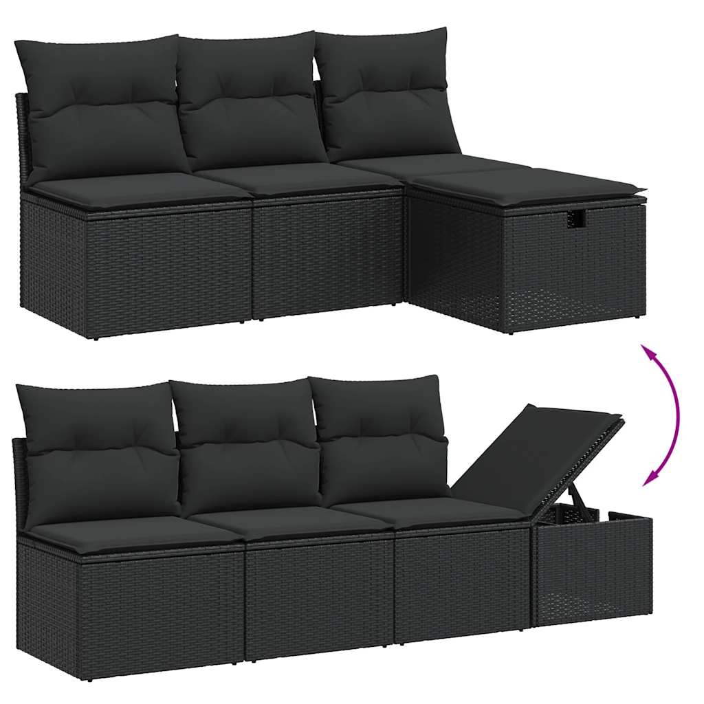 Set Divani da Giardino 9 pz con Cuscini Nero in Polyrattan | homemem39