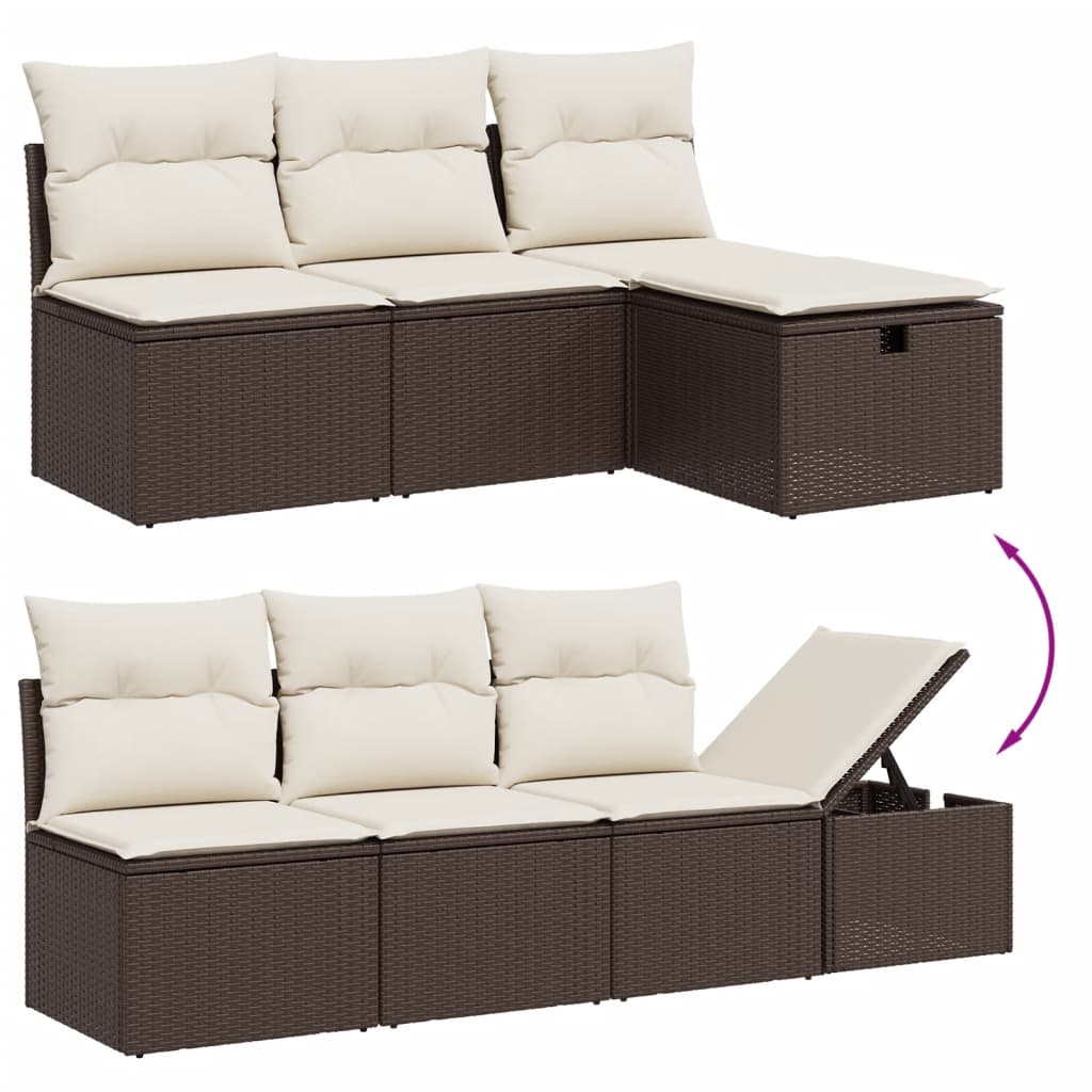 Set Divani da Giardino 9pz con Cuscini Marrone in Polyrattan - homemem39