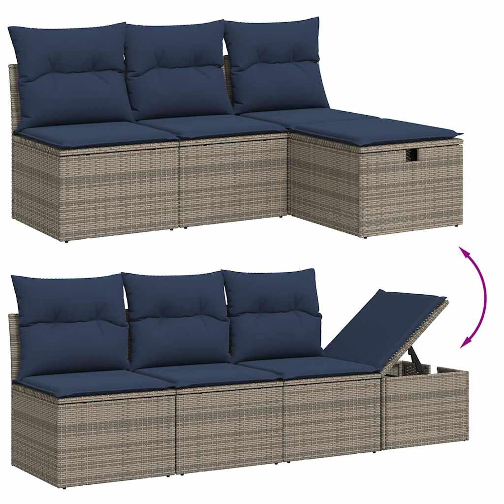 Set Divani da Giardino 8 pz con Cuscini Grigio in Polyrattan | homemem39
