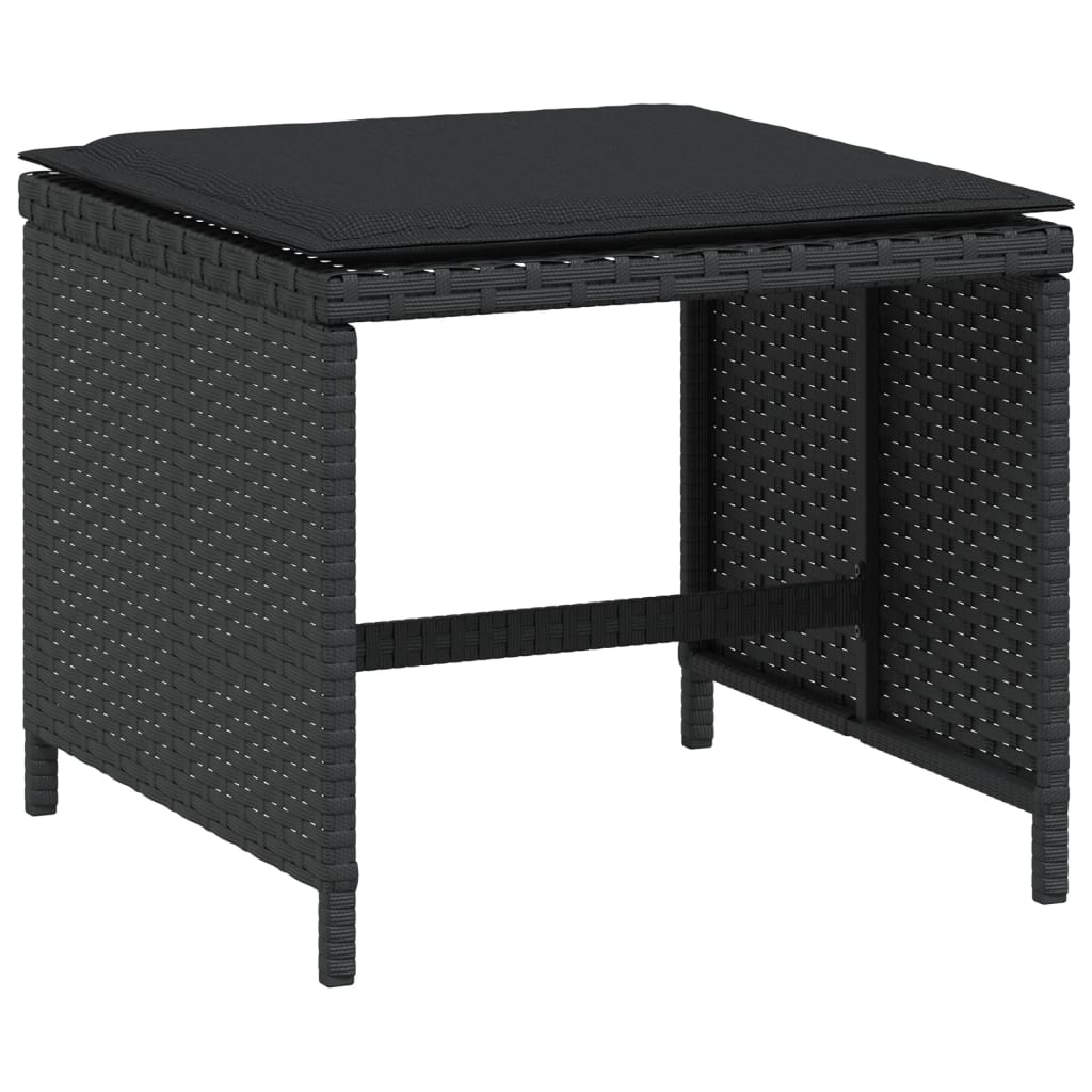 Sgabelli da Giardino con Cuscini 4pz Neri 40x40x35cm Polyrattan - homemem39