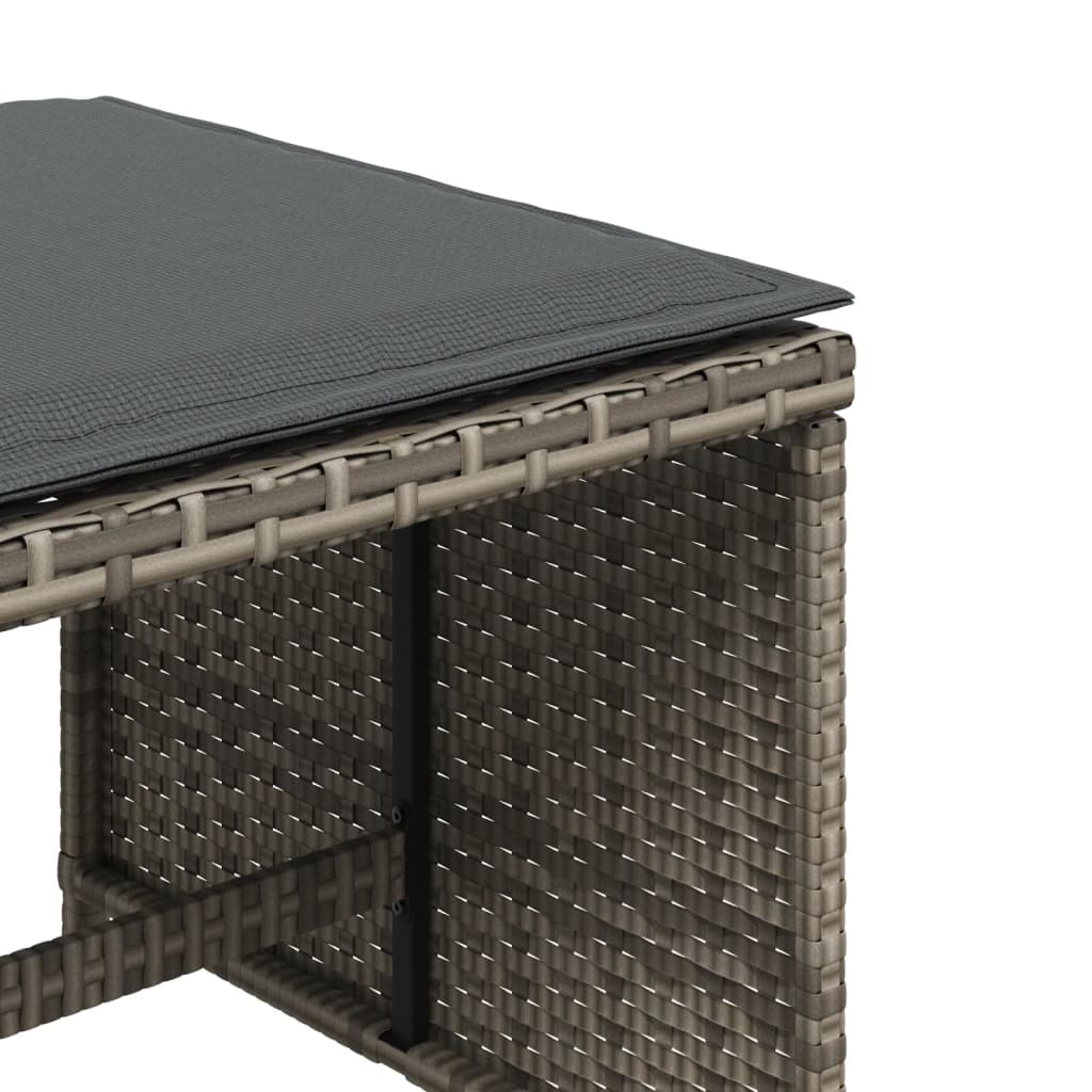 Sgabelli Giardino con Cuscini 4 pz Grigi 40x40x35 cm Polyrattan - homemem39