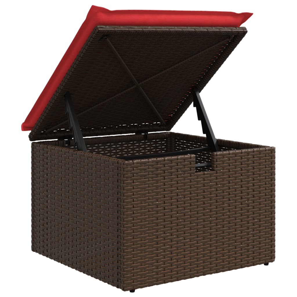 Set Divani da Giardino 8 pz con Cuscini Marrone in Polyrattan