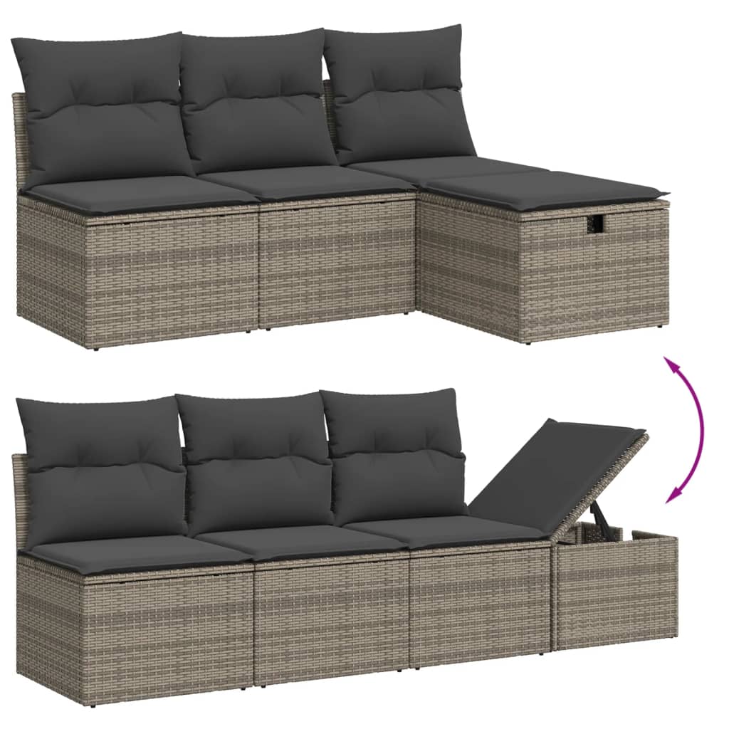 Set Divano da Giardino 8 pz con Cuscini Grigio in Polyrattan | homemem39