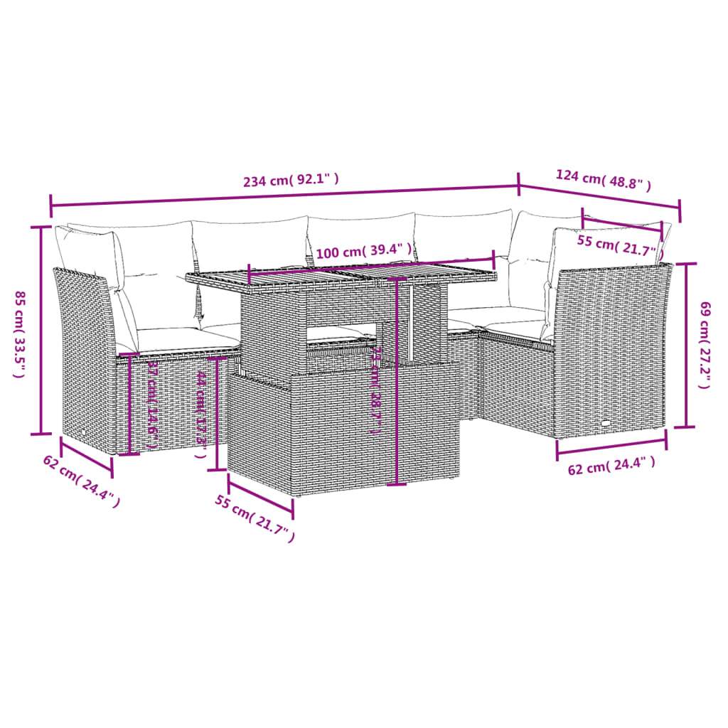 Set Divani da Giardino 5 pz con Cuscini in Polyrattan Nero | homemem39