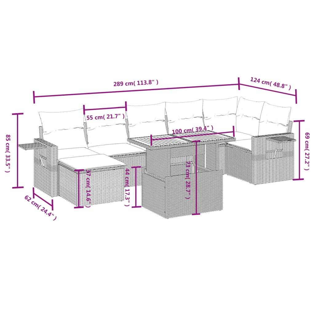 Set Divano da Giardino 8 pz con Cuscini Grigio in Polyrattan | homemem39