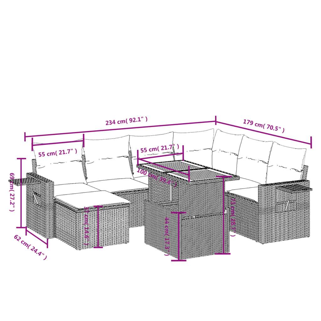 Set Divani da Giardino con Cuscini 8 pz Nero in Polyrattan | homemem39