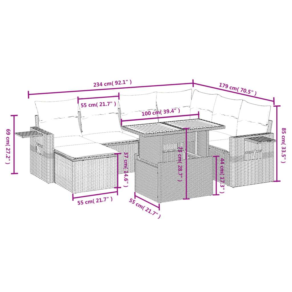 Set Divano da Giardino 8 pz con Cuscini Grigio in Polyrattan | homemem39