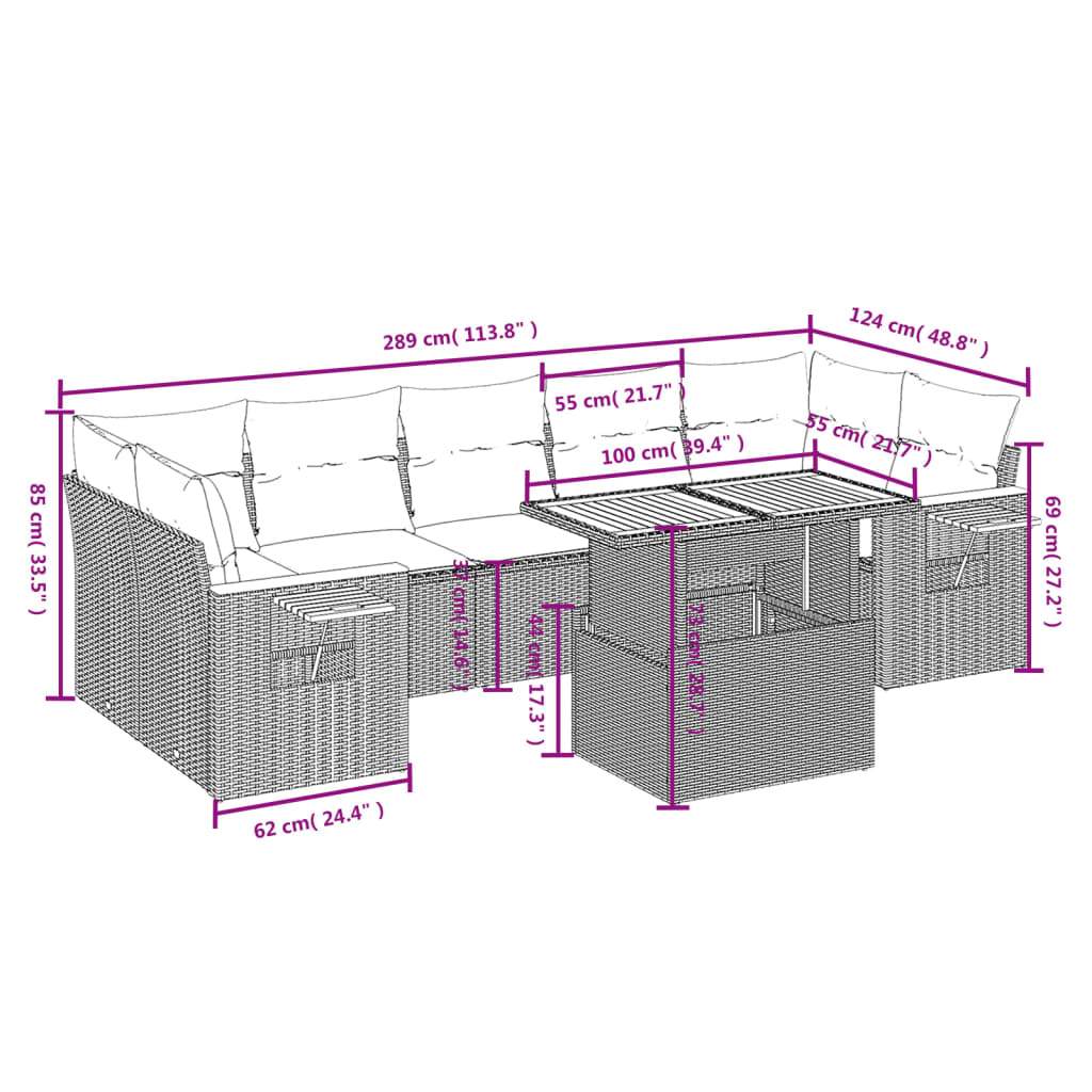 Set Divani da Giardino con Cuscini 8 pz Nero in Polyrattan | homemem39
