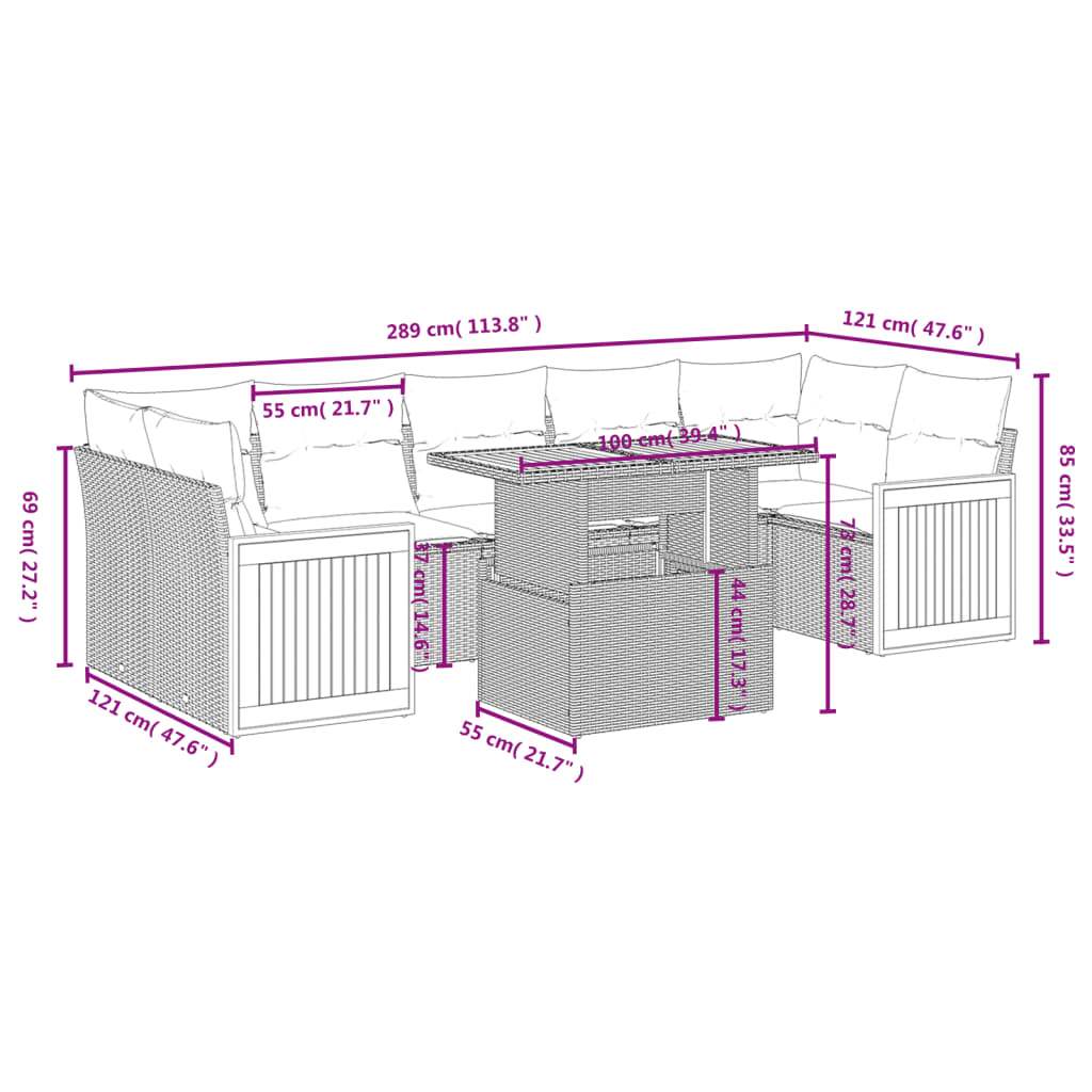 Set Divani da Giardino con Cuscini 7pz Nero Polyrattan | homemem39