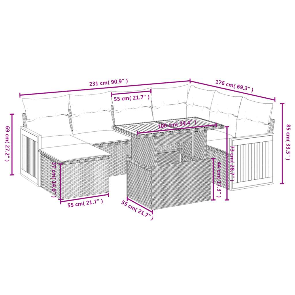 Set Divano da Giardino 8 pz con Cuscini Grigio in Polyrattan | homemem39
