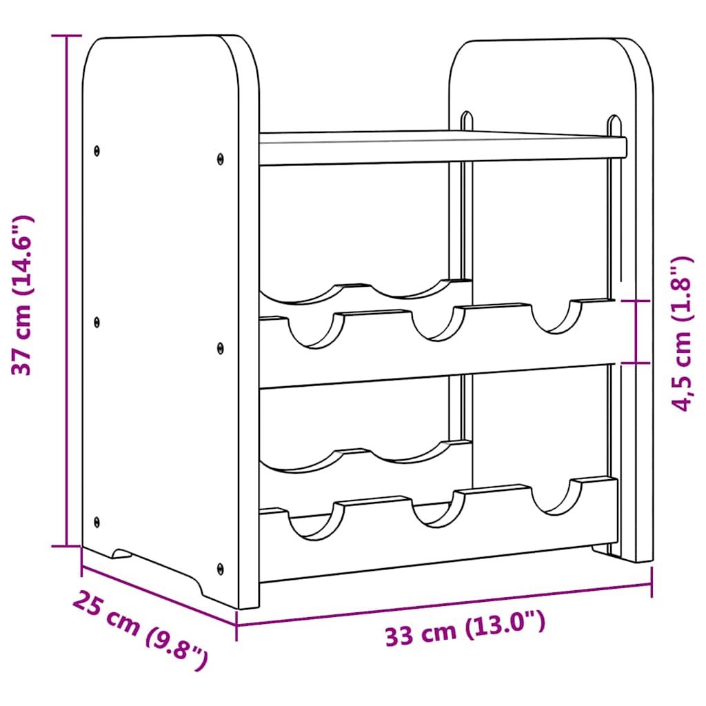 Portabottiglie con Ripiano 33x25x37cm in Legno Massello di Pino | homemem39