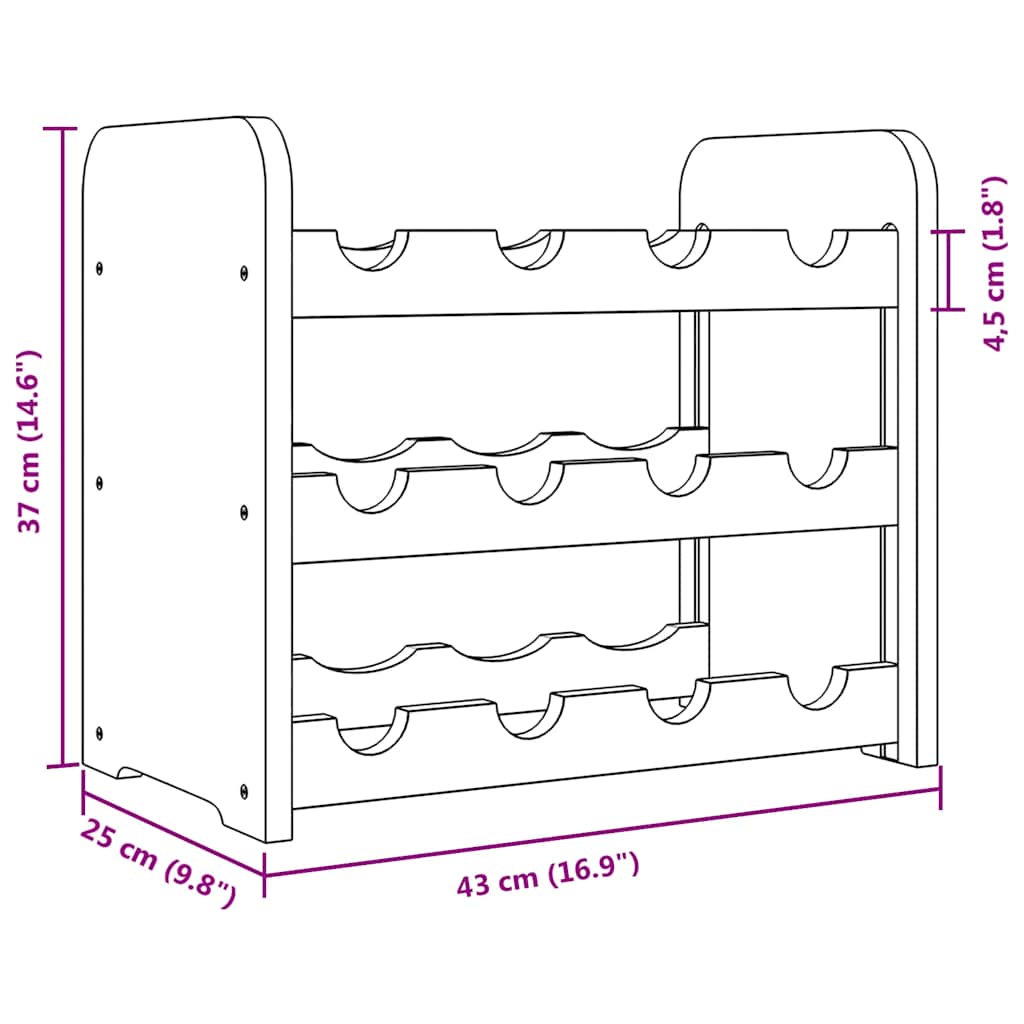 Portavini 43x25x37 cm in Legno Massello di Pino | homemem39