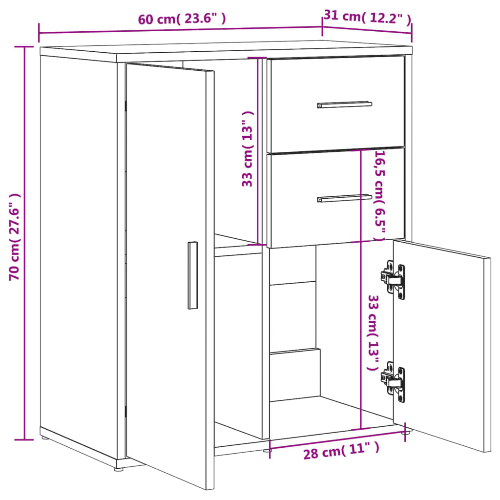 Credenze 2 pz Rovere Sonoma 60x31x70 cm in Legno Multistrato | homemem39
