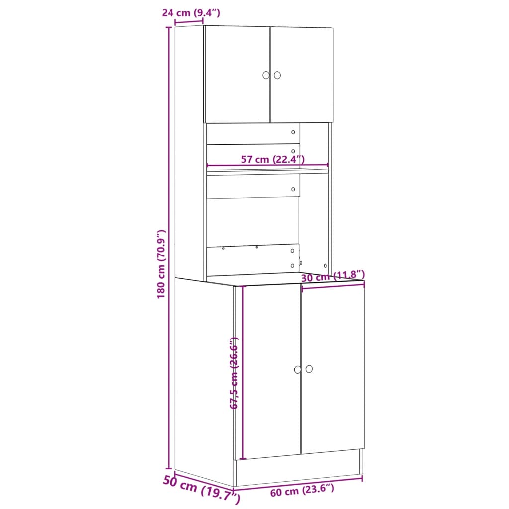 Mobile da Cucina Grigio Sonoma 60x50x180cm in Legno Multistrato | homemem39