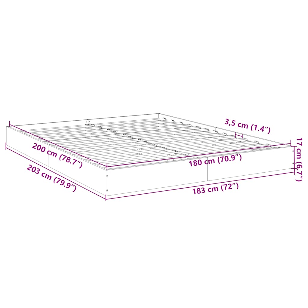 Giroletto senza Materasso Grigio Sonoma 180x200 cm Truciolato | homemem39