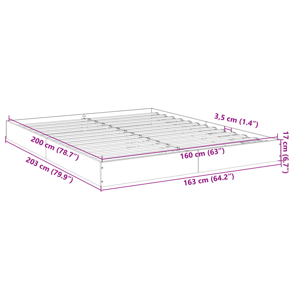 Giroletto senza Materasso Grigio Sonoma 160x200 cm Truciolato | homemem39