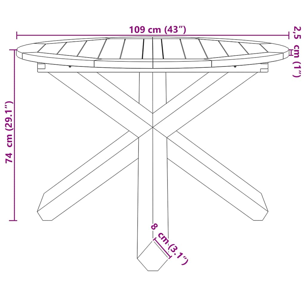 Tavolo da Giardino Ø109x74 cm in Legno Massello di Teak | homemem39
