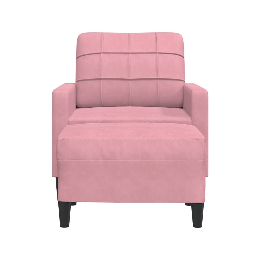 Poltrona con Poggiapiedi Rosa 60 cm Velluto