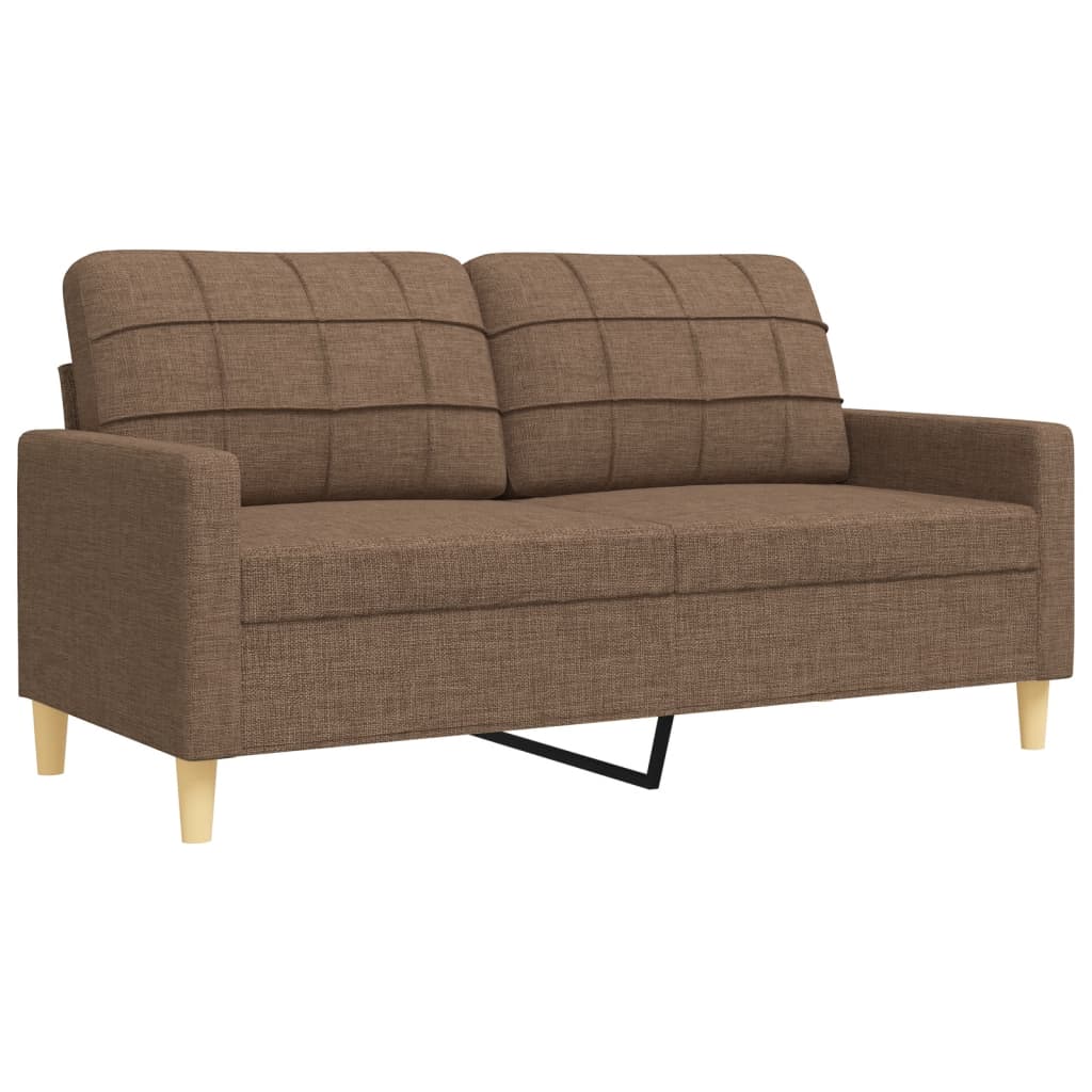 Set Divani 4 pz con Poggiapiedi e Cuscini Marrone Tessuto