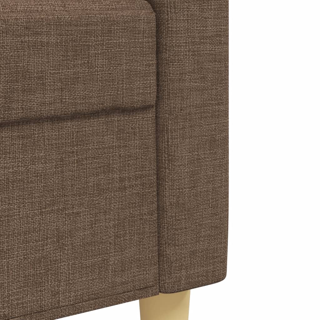 Set Divani 4 pz con Poggiapiedi e Cuscini Marrone Tessuto