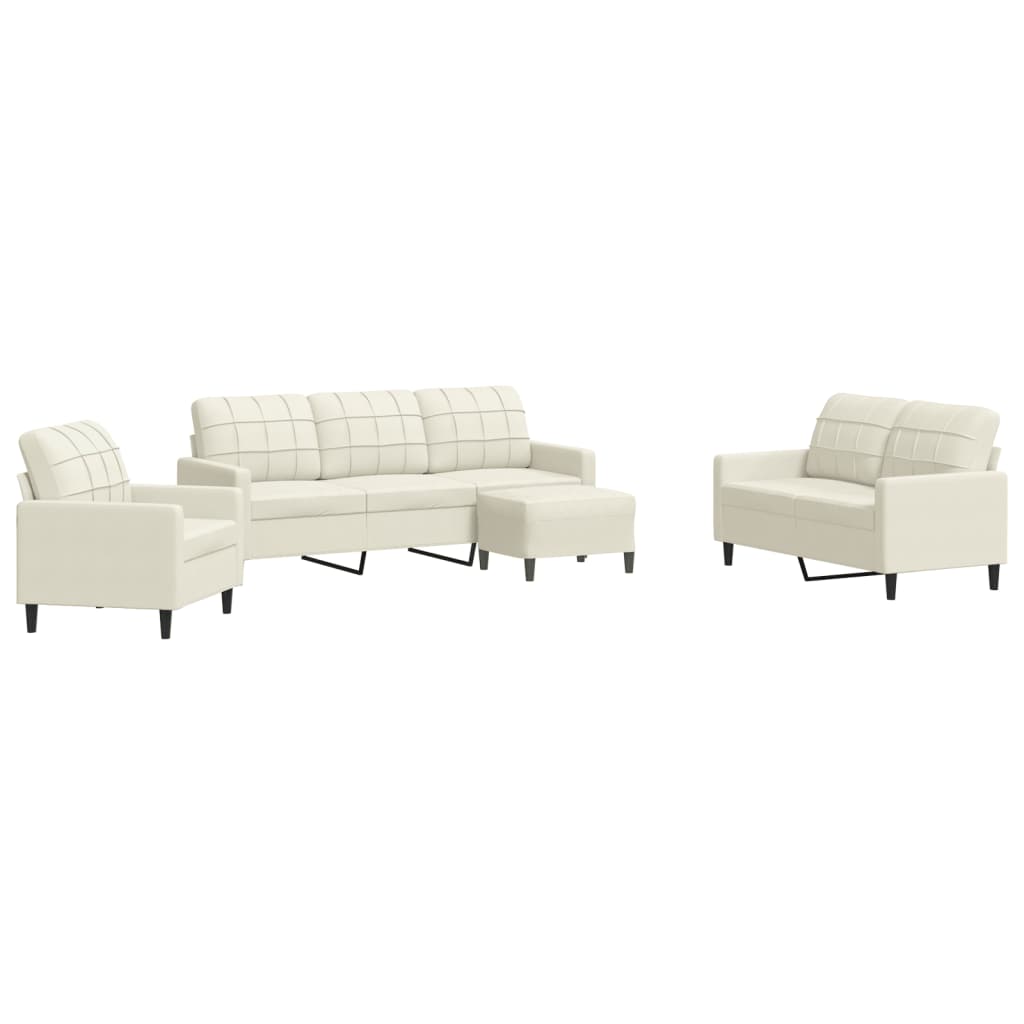 Set di Divani 4 pz con Cuscini Crema in Velluto