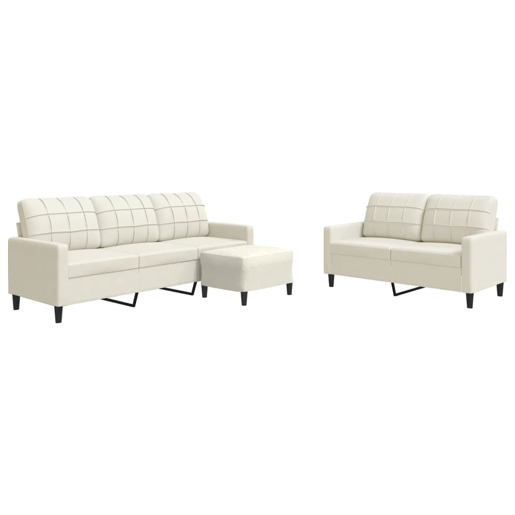 Set di Divani 3 pz con Cuscini Crema in Velluto