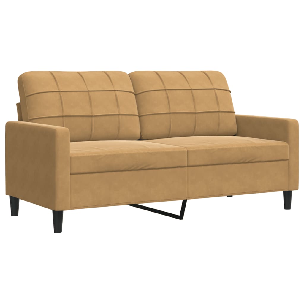 Set di Divani 4 pz con Cuscini Marrone in Velluto
