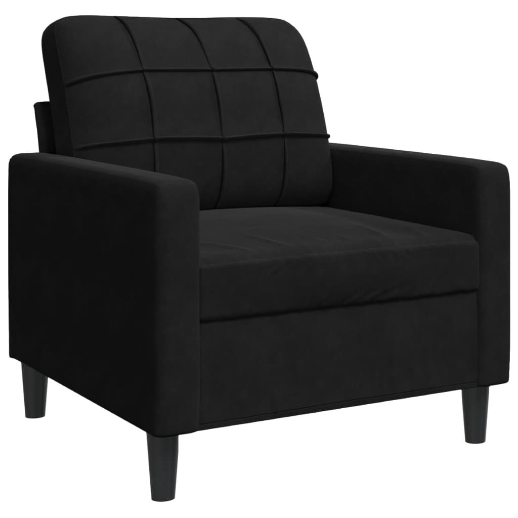 Set di Divani 4 pz con Cuscini e Rinforzi Nero in Velluto