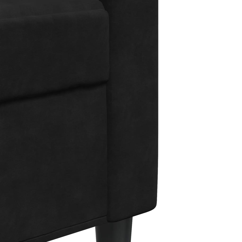 Set di Divani 4 pz con Cuscini e Rinforzi Nero in Velluto