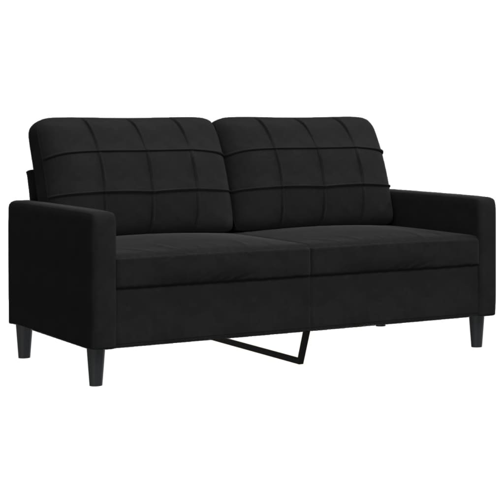 Set di Divani 2 pz con Cuscini e Rinforzi Nero in Velluto