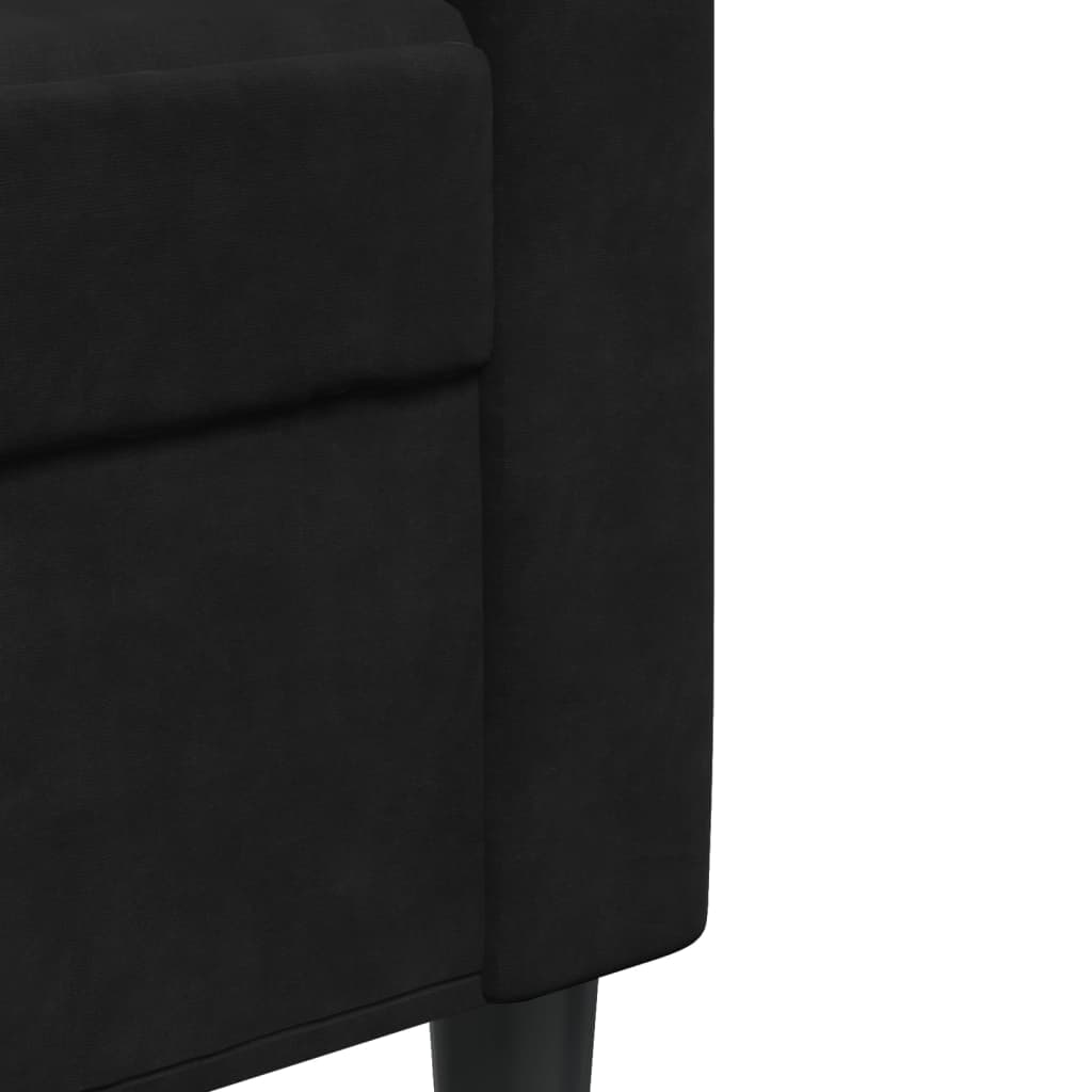 Set di Divani 2 pz con Cuscini e Rinforzi Nero in Velluto