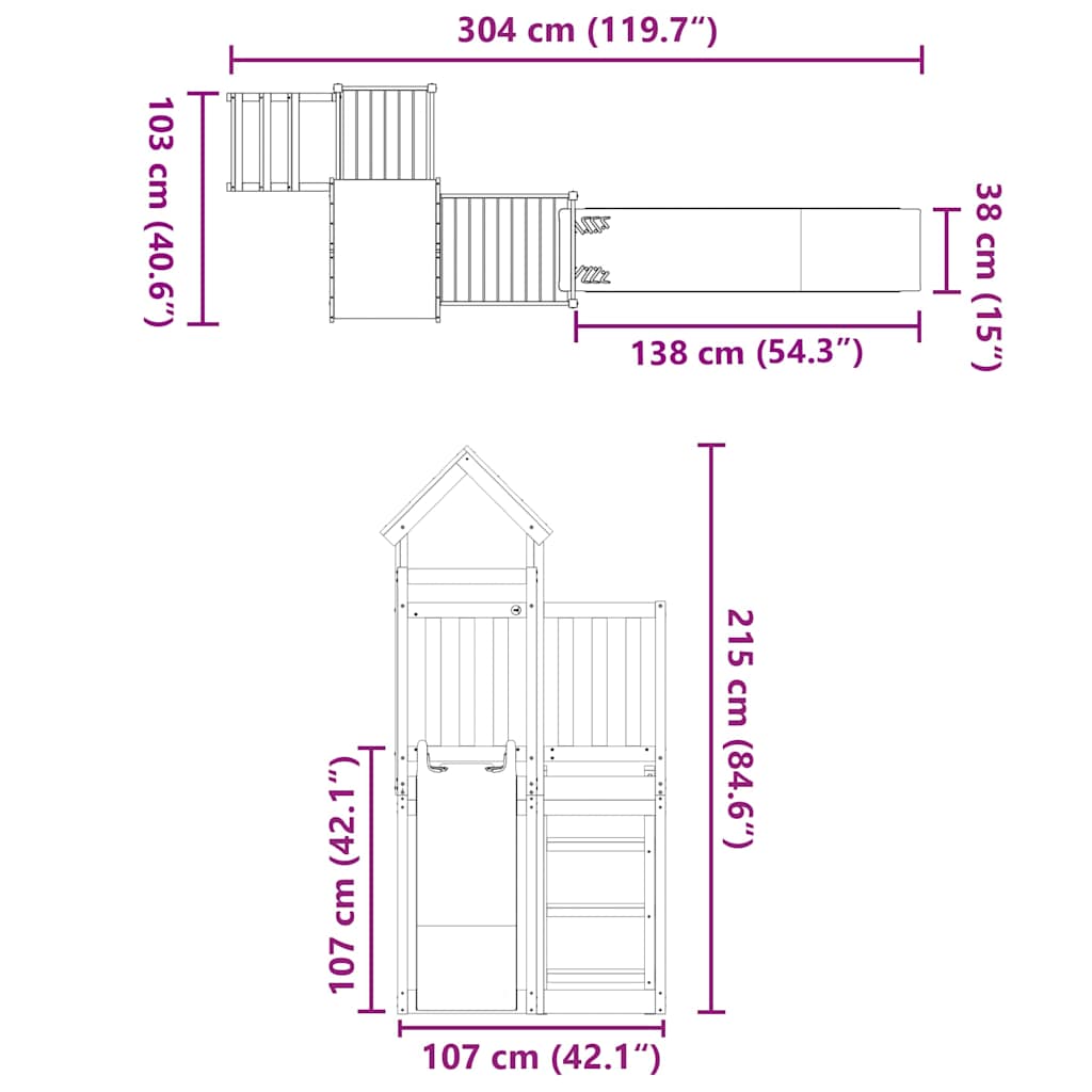 Set da Gioco da Esterno in Legno Massello di Pino | homemem39