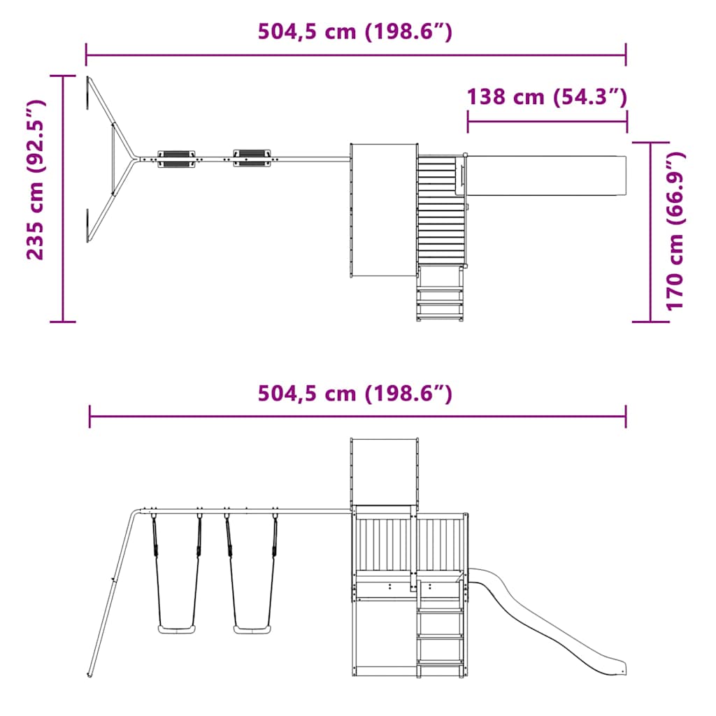 Set da Gioco da Esterno in Legno di Pino Impregnato