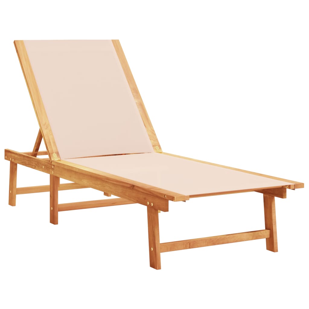 Lettini Prendisole 2 pz Crema Legno Massello Acacia e Textilene - homemem39