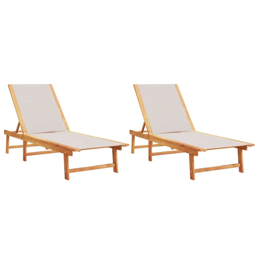 Lettini Prendisole 2 pz Grigi Legno Massello Acacia e Textilene - homemem39