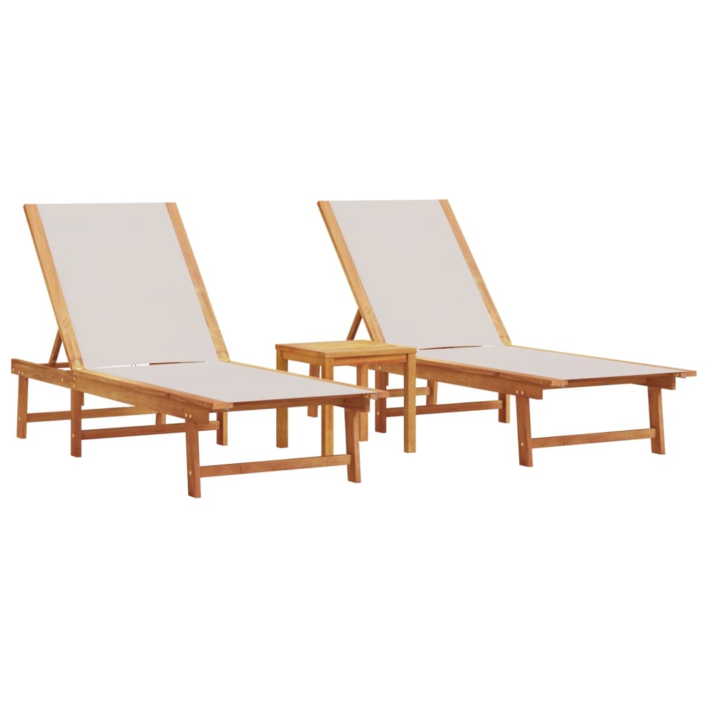 Lettini Prendisole 2 pz e Tavolo Grigio Legno Acacia/Textilene - homemem39