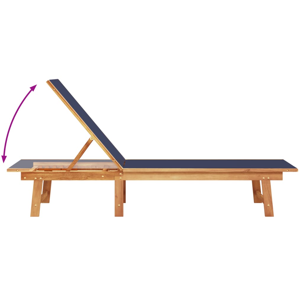 Lettini Prendisole 2 pz con Tavolo Blu Legno Acacia e Textilene - homemem39