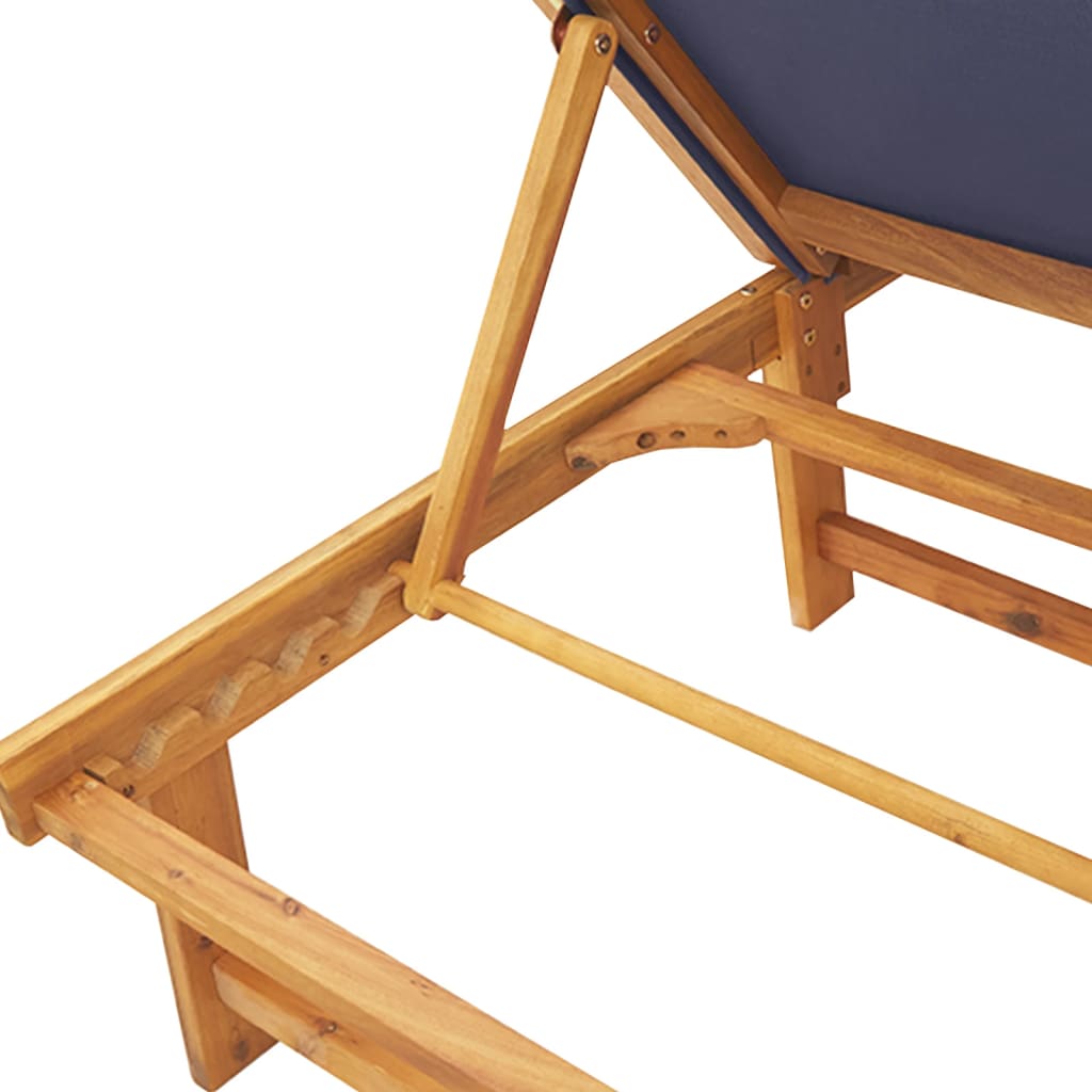 Lettini Prendisole 2 pz con Tavolo Blu Legno Acacia e Textilene - homemem39