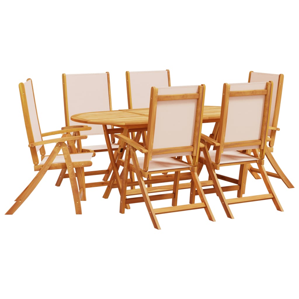 Set Pranzo da Giardino 7pz Legno Massello di Acacia e Textilene