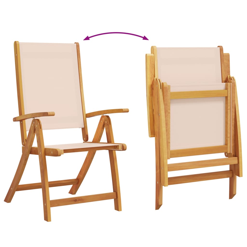 Set Pranzo da Giardino 7pz Legno Massello di Acacia e Textilene