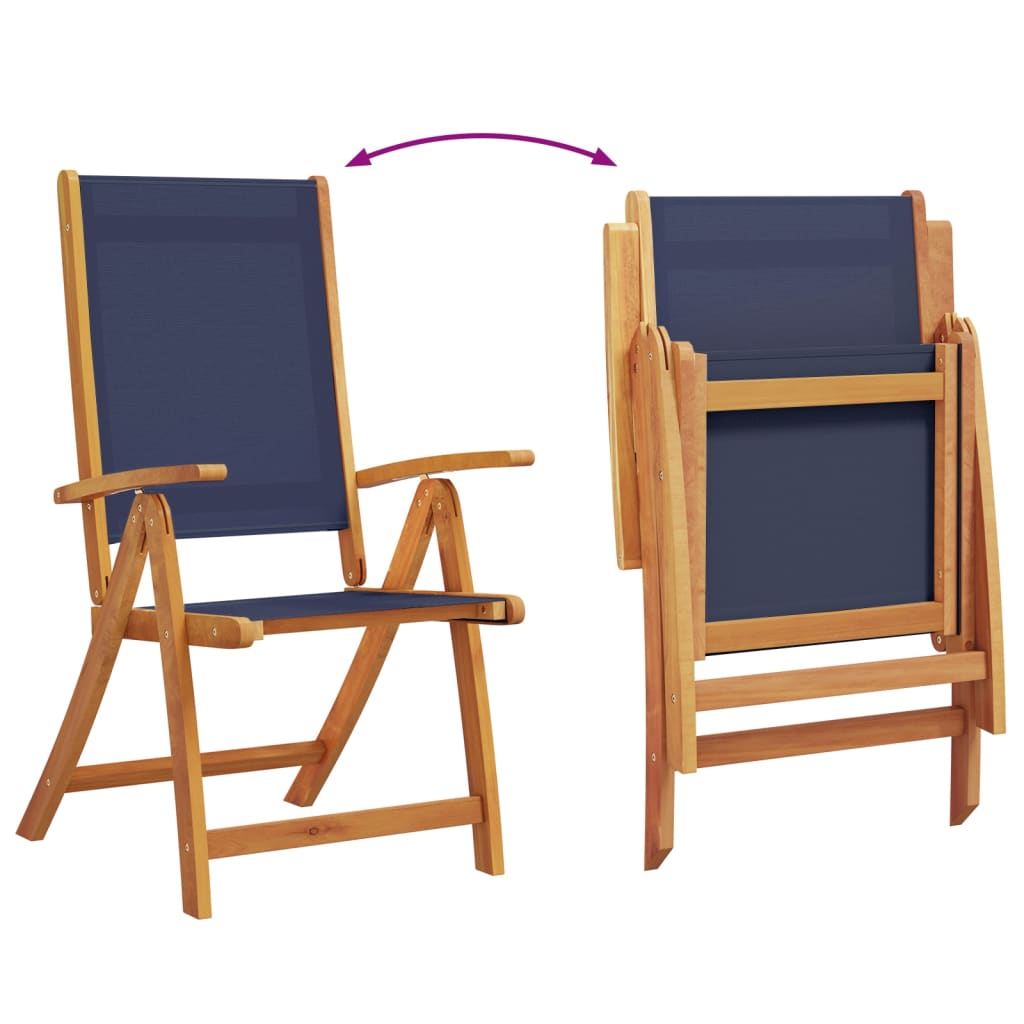 Set Pranzo da Giardino 9pz Legno Massello di Acacia e Textilene
