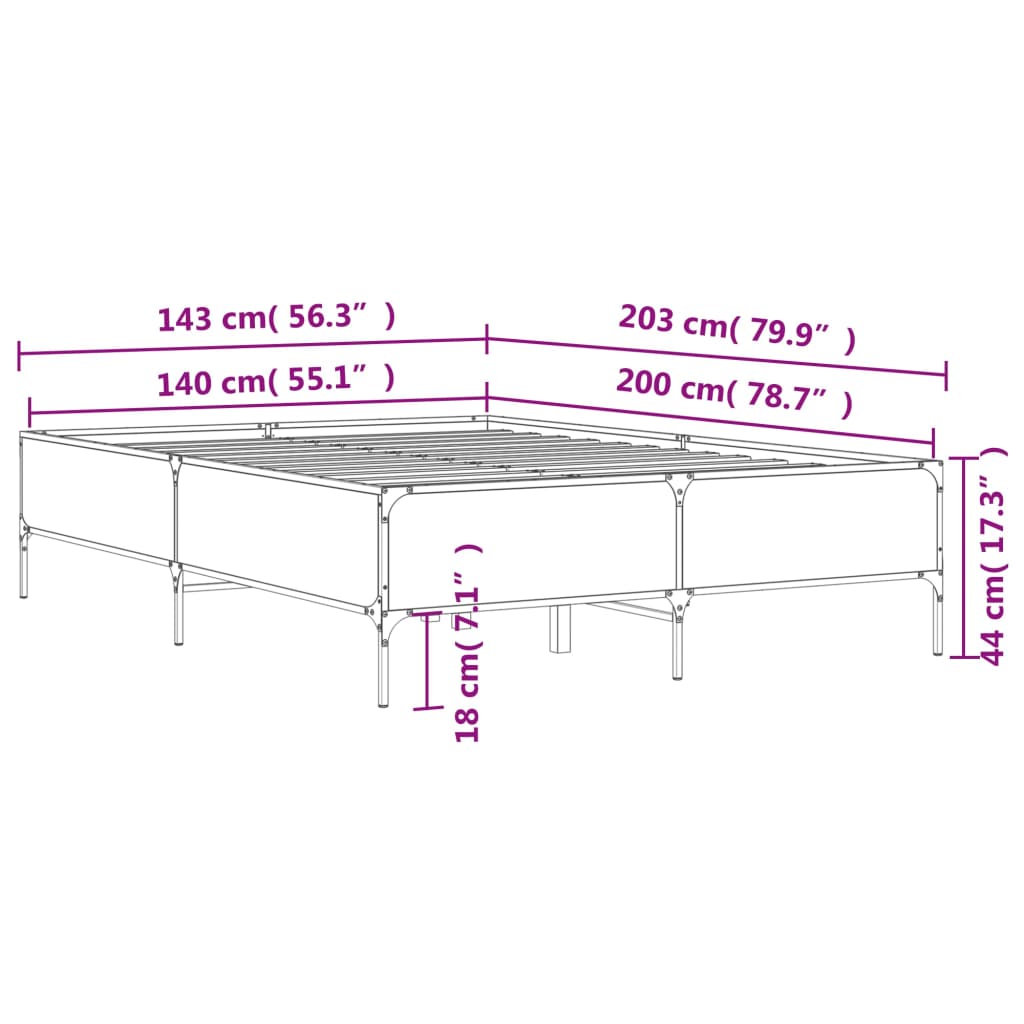 Giroletto Nero 140x200 cm in Legno Multistrato e Metallo | homemem39