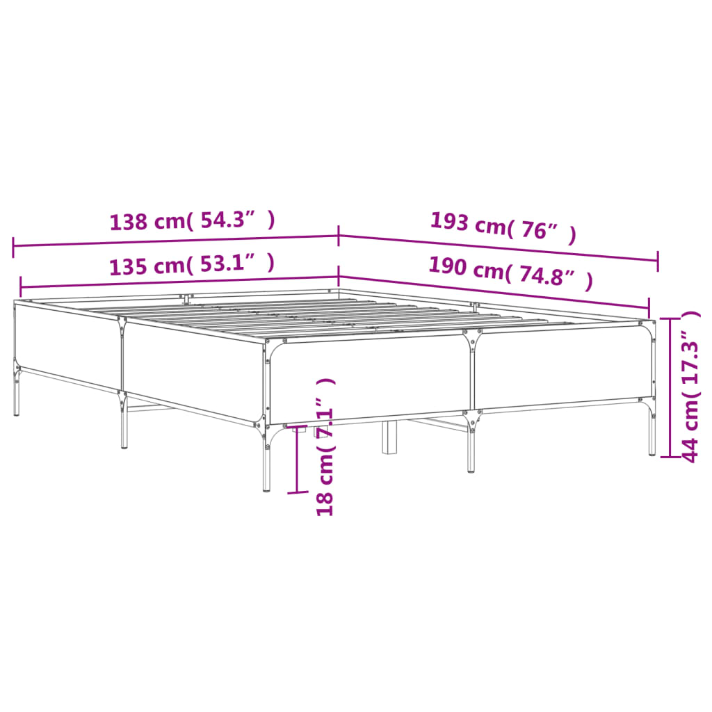 Giroletto Nero 135x190 cm in Legno Multistrato e Metallo | homemem39